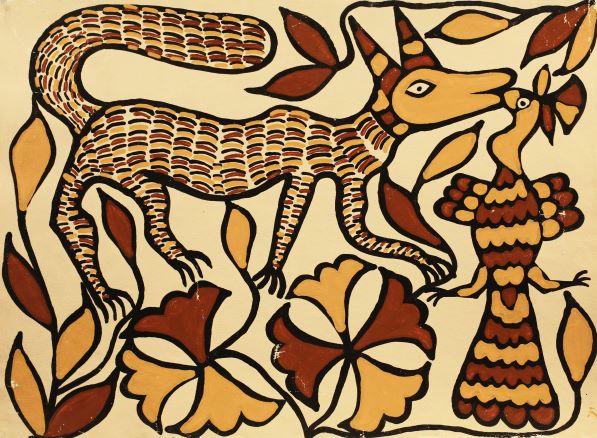 Putli Ganju, Natural Earth Ochre Colors on Handmade paper, 22 x 30 inches