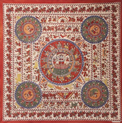 Sanjay Manubai Chitara, Untitled, Mineral and vegetable colors on cloth, 58 x 59 inches