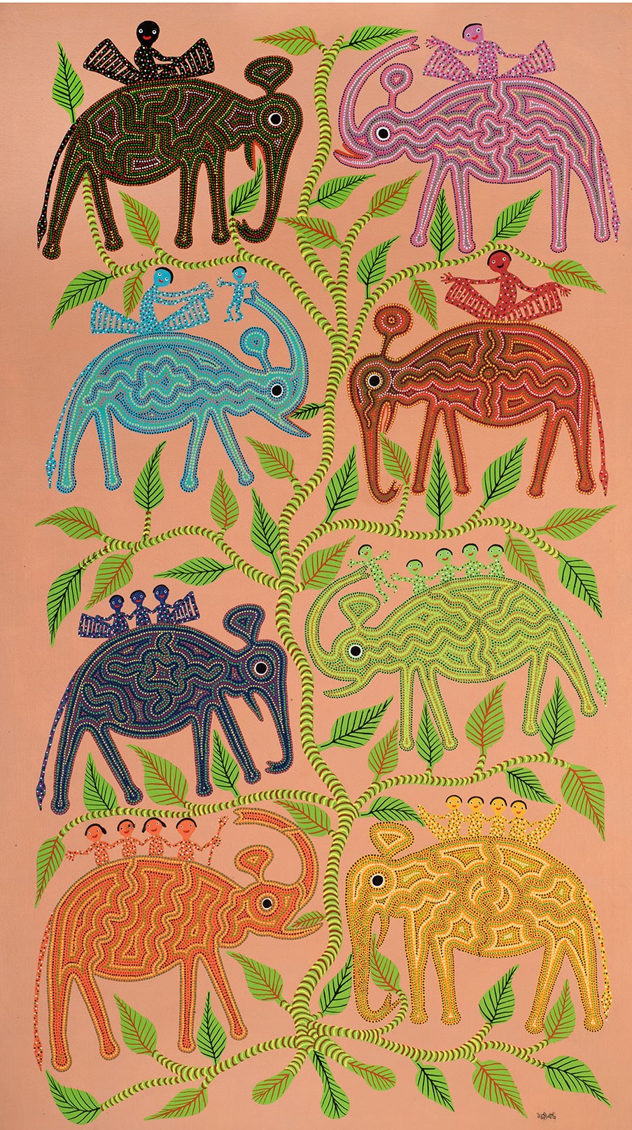 Bhuri Bai, Untitled, Acrylic on Canvas, 60 x 34 inches