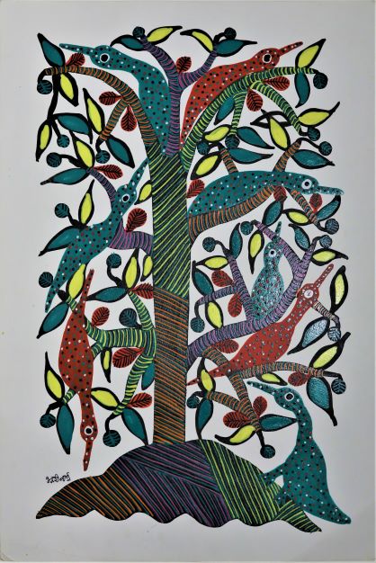 Bhuri Bai, Untitled, Acrylic on Paper, 22 x 15 inches
